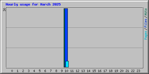 Hourly usage for March 2025