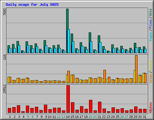 Daily usage for July 2025