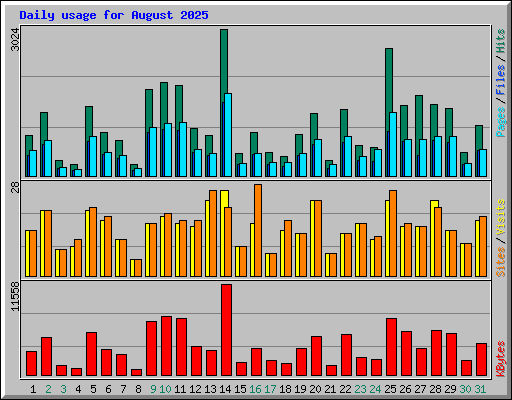 Daily usage for August 2025