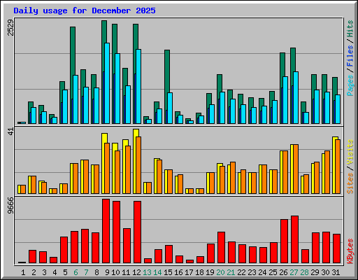 Daily usage for December 2025