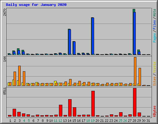 Daily usage for January 2020