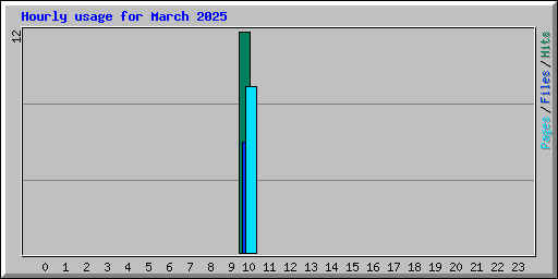 Hourly usage for March 2025