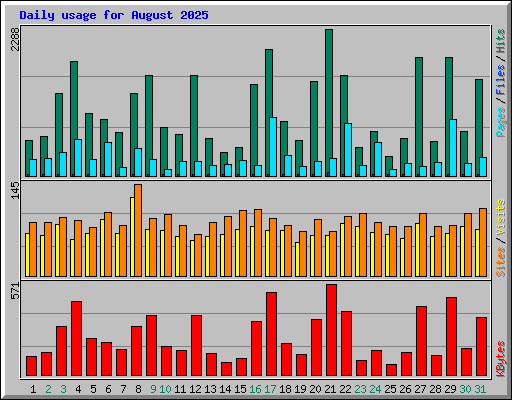 Daily usage for August 2025